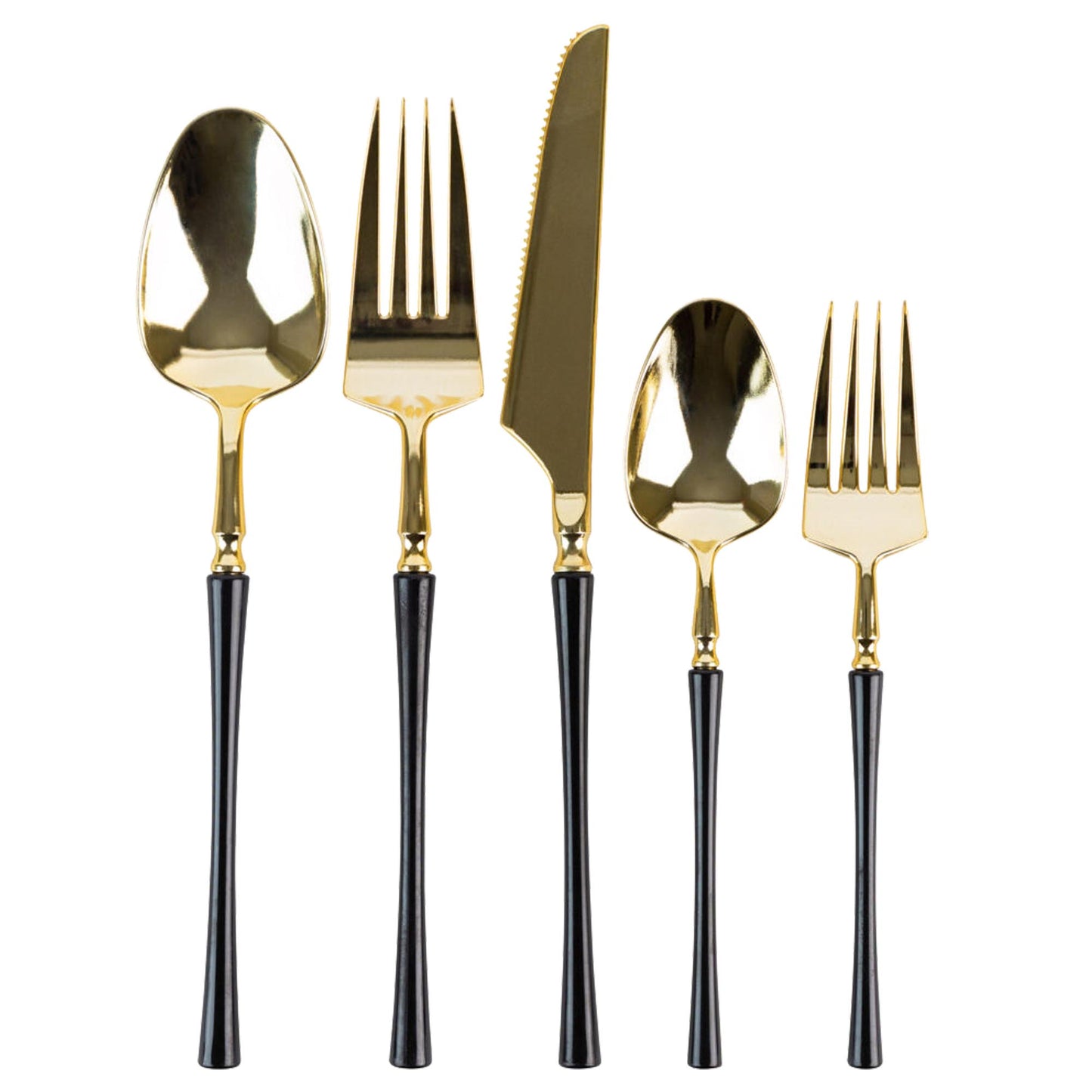 Plastic Knives Black and Gold Infinity Flatware Collection