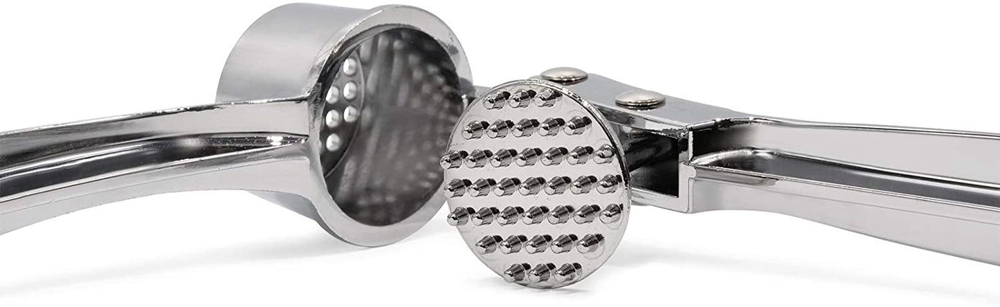 Stainless Steel Garlic Press - Professional Kitchen Garlic Crusher - Easy Squeeze, Dishwasher safe - Cooking Utensils, Clove Press and Ginger Mincer