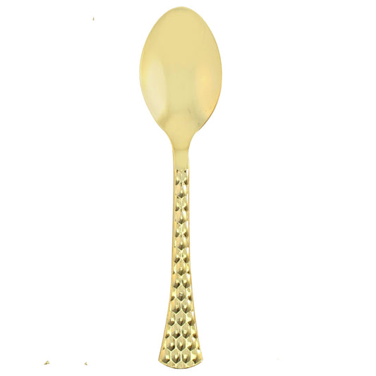 Fancy Disposable Gold Plastic Table Spoons Extra Heavyweight Glamour Collection