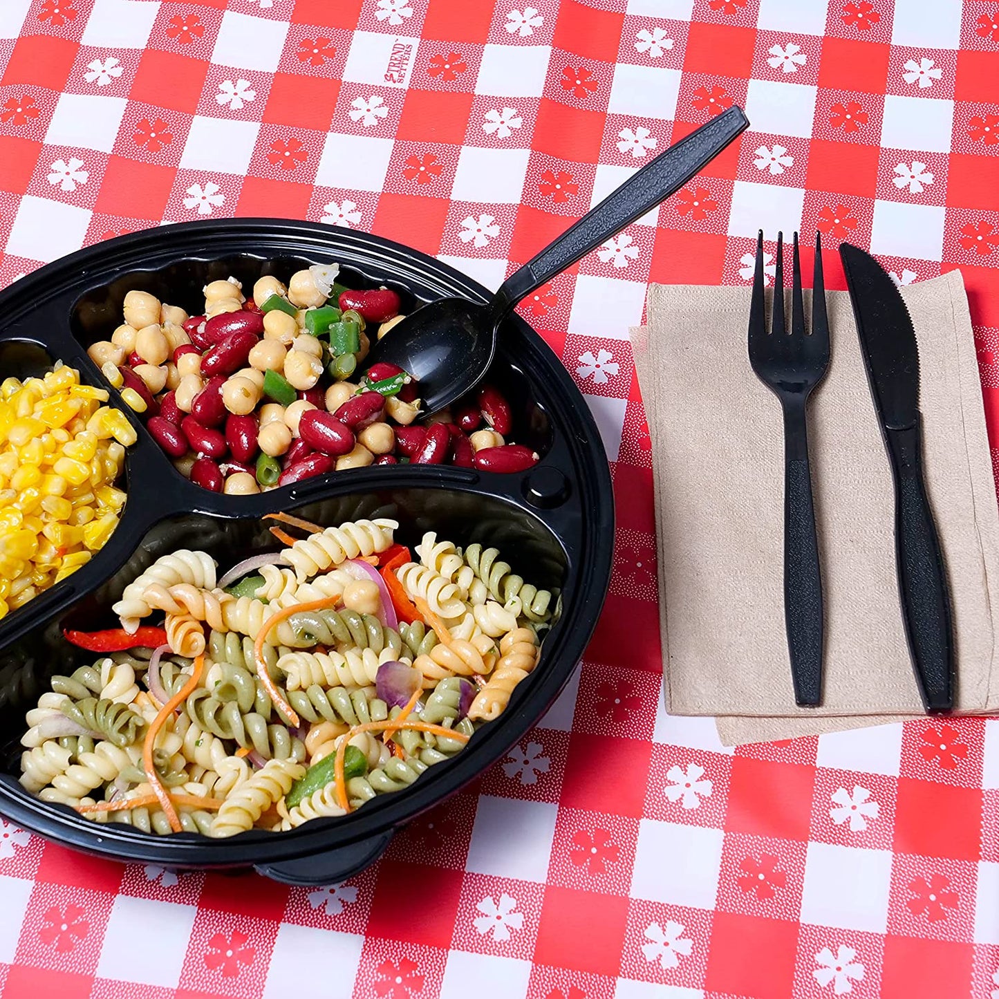 Disposable Wrapped Black Heavy Duty Cutlery Kit 5 in 1 - Fork/Spoon/Knife/Napkin/Salt & Pepper - Disposable Cutlery Kit, Perfect for Lunch, Meal Prep, On the Go, To go, Catering and Restaurants