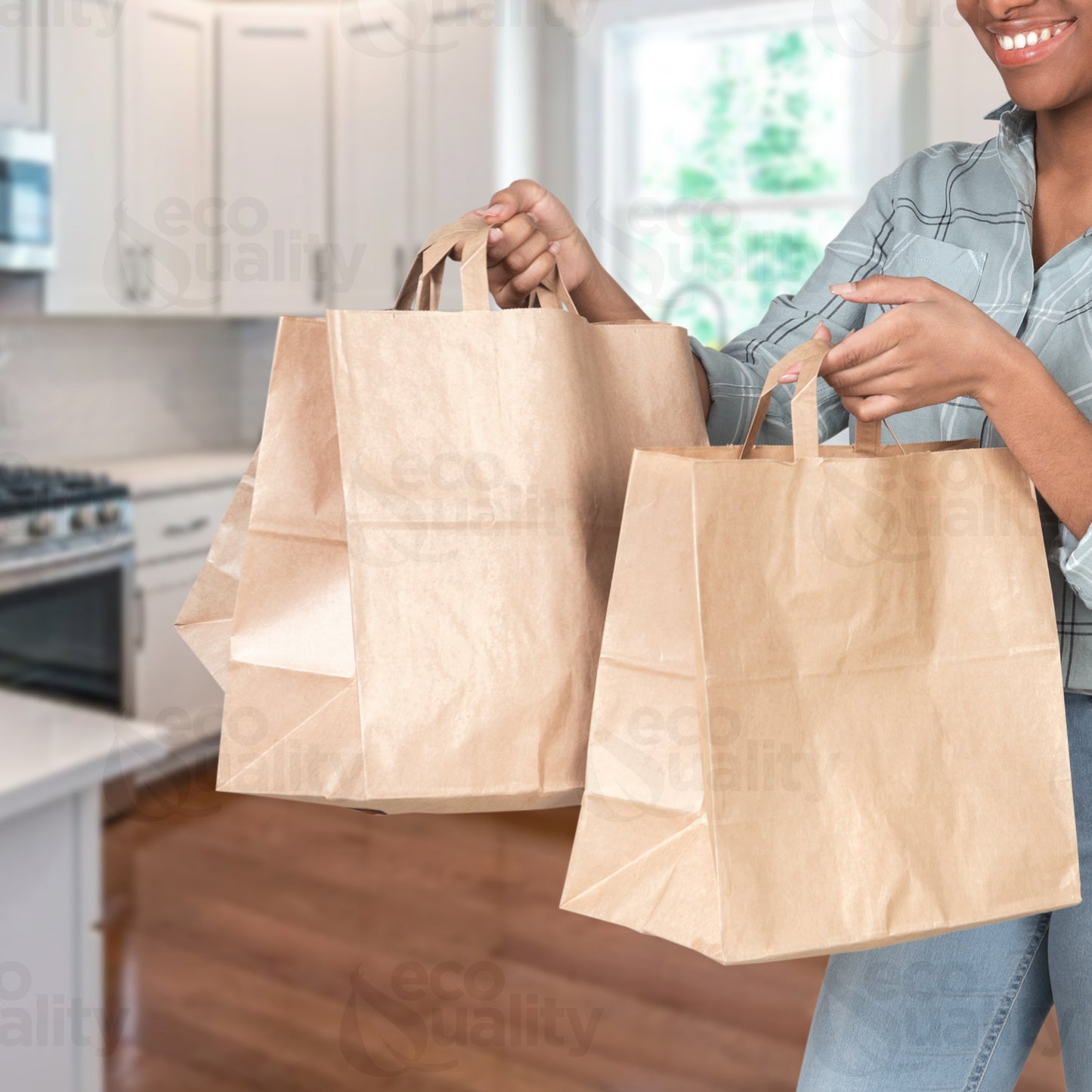 18x7x19 Jumbo Kraft Paper Gift Bags with Paper Handles Brown Shopping Bags, Retail, Reusable, Party, Grocery Bags, Eco Friendly, Recyclable