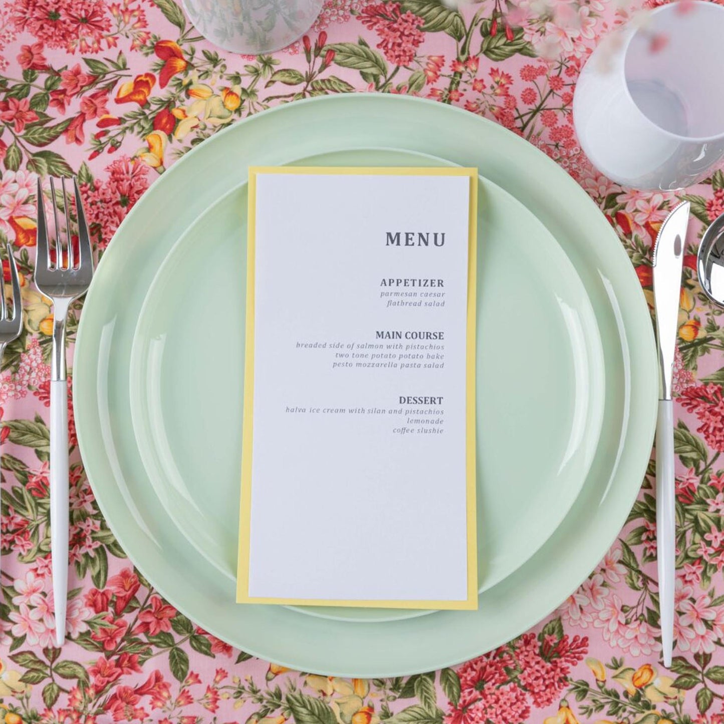 Plastic Tableware Mint Green Plates Edge Collection Dinner Party Set