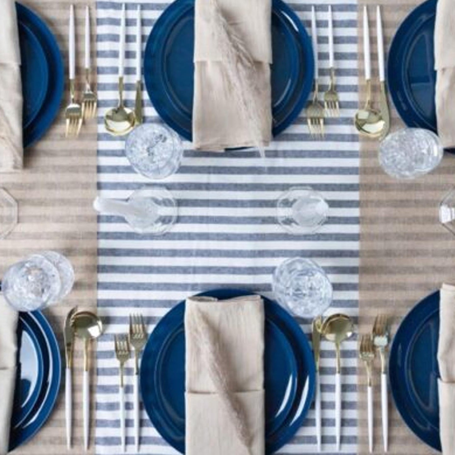 Plastic Tableware Dark Blue Plates Edge Collection Dinner Party Set