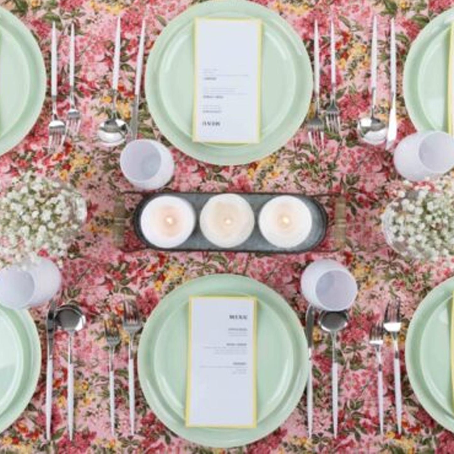 Plastic Tableware Mint Green Plates Edge Collection Dinner Party Set