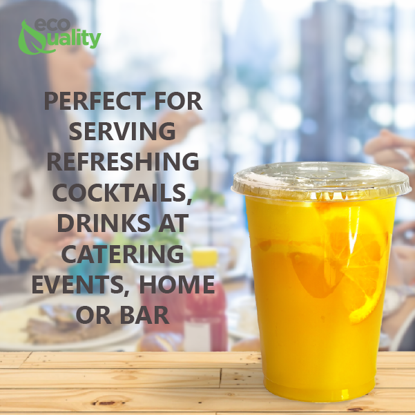 14oz Disposable Pet Clear Plastic Smoothie Cups with Clear Flat Lids