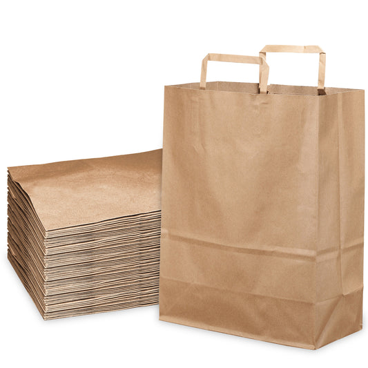 13"x7"x17" Large Kraft Paper Gift Bags with Paper Handles Brown Shopping Bags, Retail, Reusable, Party, Grocery Bags, Eco Friendly, Recyclable