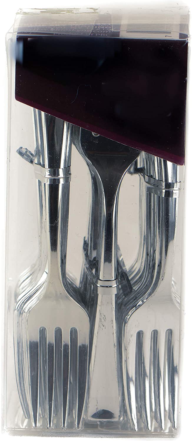 Disposable Plastic Silver Mini Forks - 4 inch Silver Plastic Tasting Forks Heavy Duty - Great for Sampling, Desserts, Appetizers
