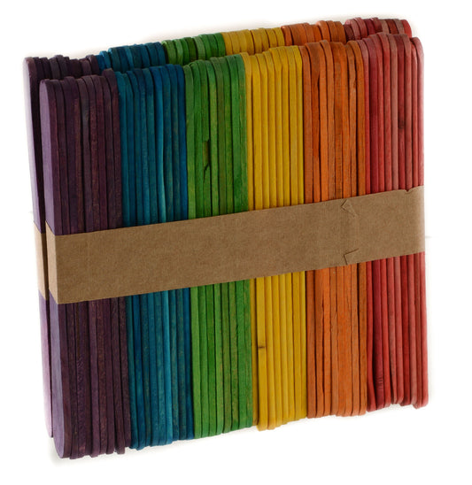 Multi Colored Wooden Craft Sticks - Great for Arts and Crafts, Natural Wooden Treat Sticks, Colored Popsicles Sticks, Ice Cream Sticks Ideal for Kids, Teachers and Students