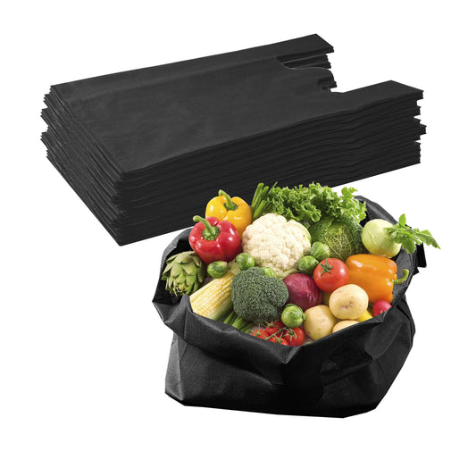 Non Woven Reusable Black T-Shirt Shopping Bags Large