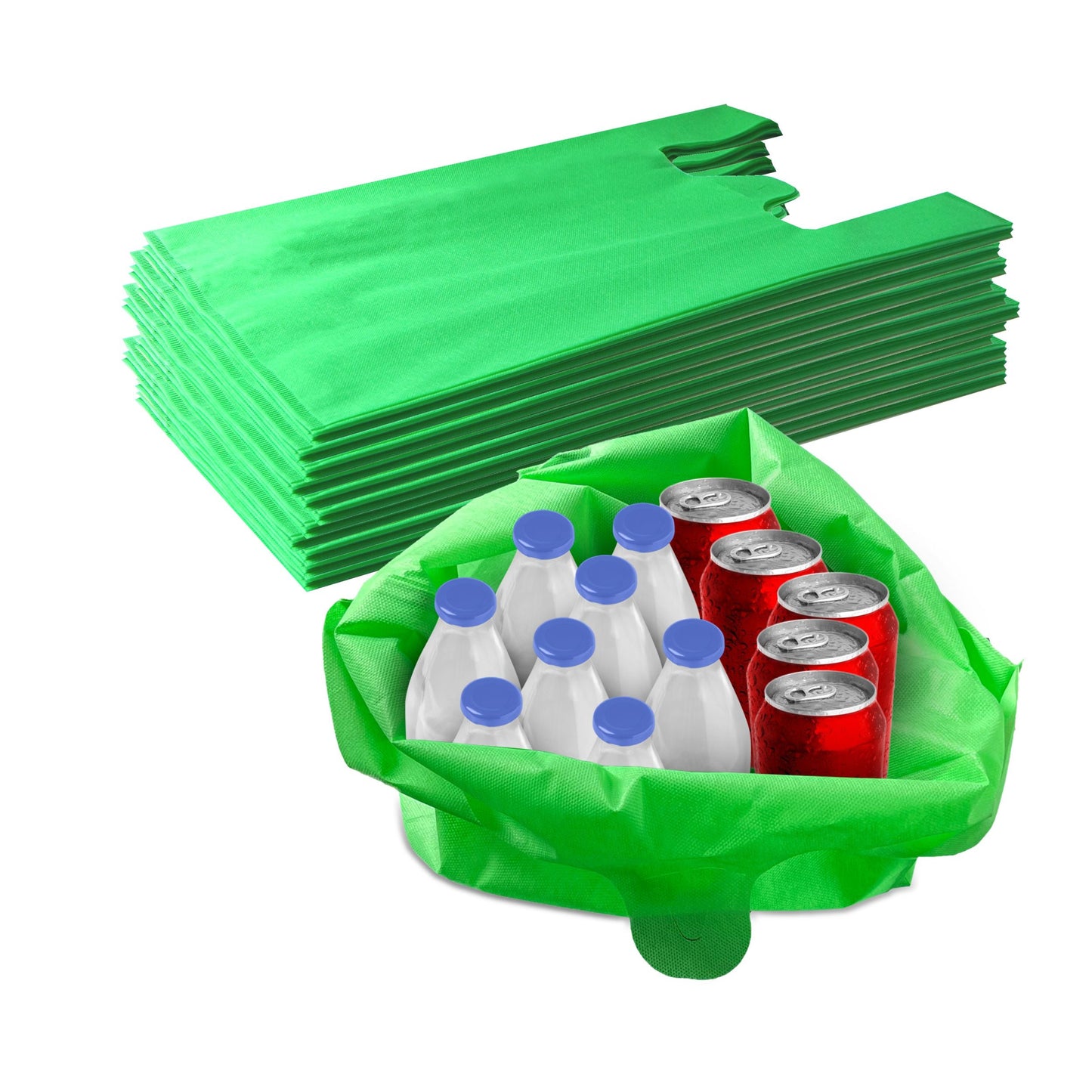 Non Woven Reusable Green T-Shirt Shopping Bags Large