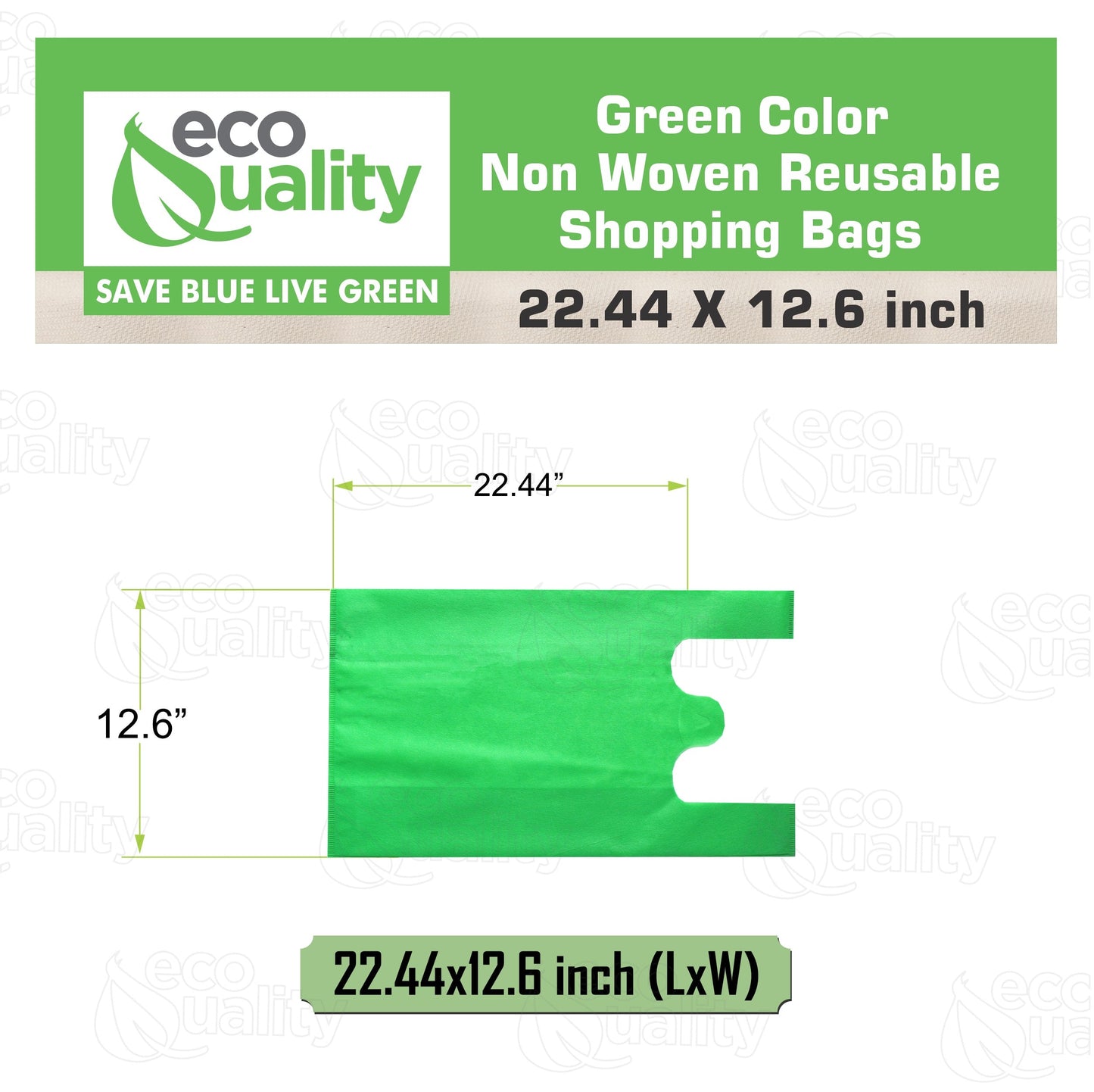 Non Woven Reusable Green T-Shirt Shopping Bags Large