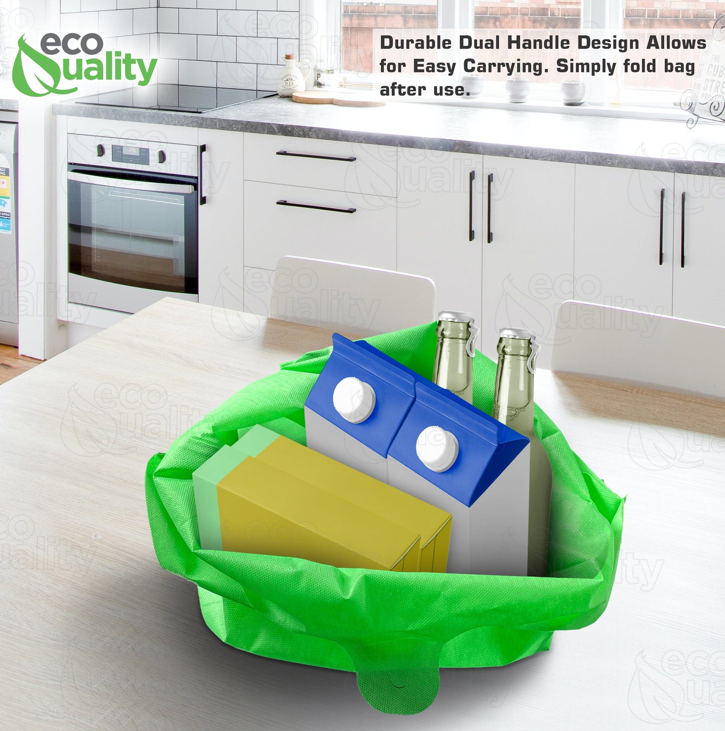 Non Woven Reusable Green T-Shirt Shopping Bags Large