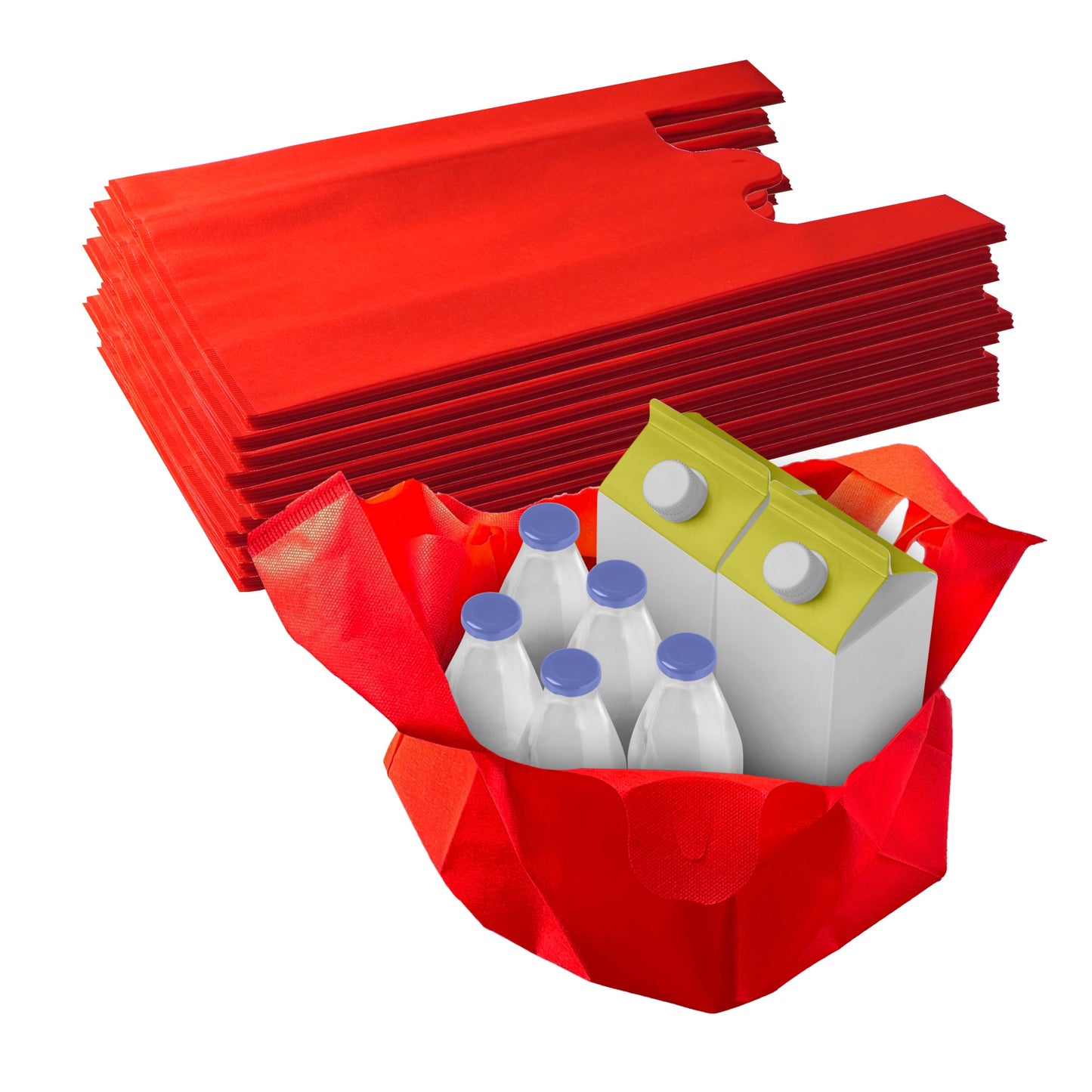 Non Woven Reusable Red T-Shirt Shopping Bags Large