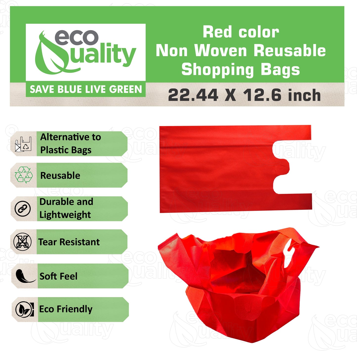 Non Woven Reusable Red T-Shirt Shopping Bags Large