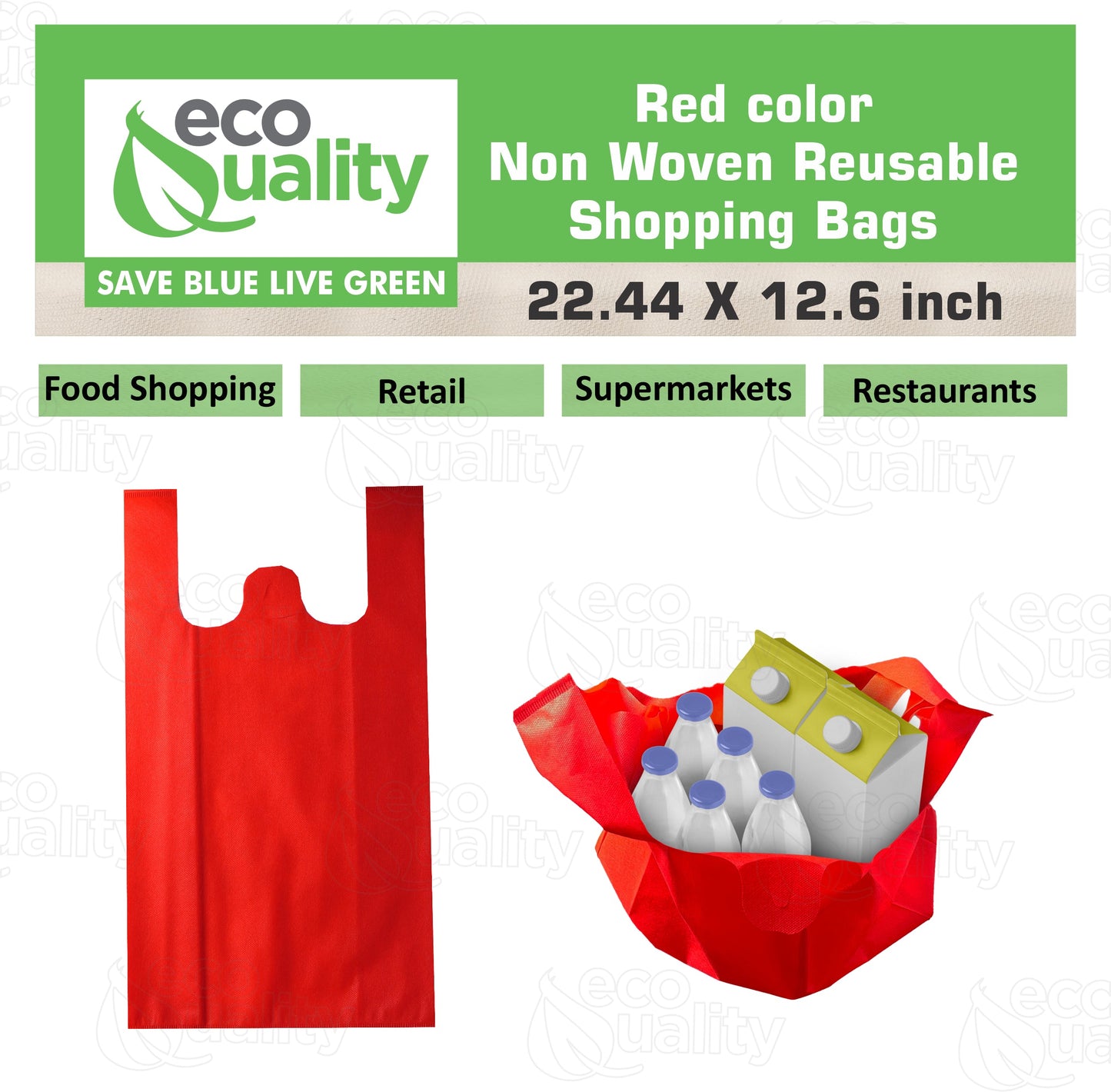 Non Woven Reusable Red T-Shirt Shopping Bags Large