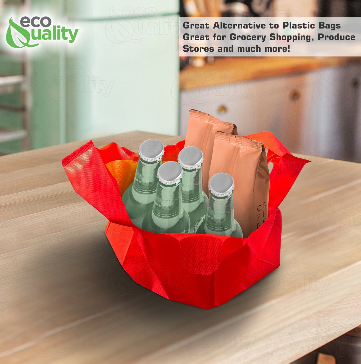 Non Woven Reusable Red T-Shirt Shopping Bags Large