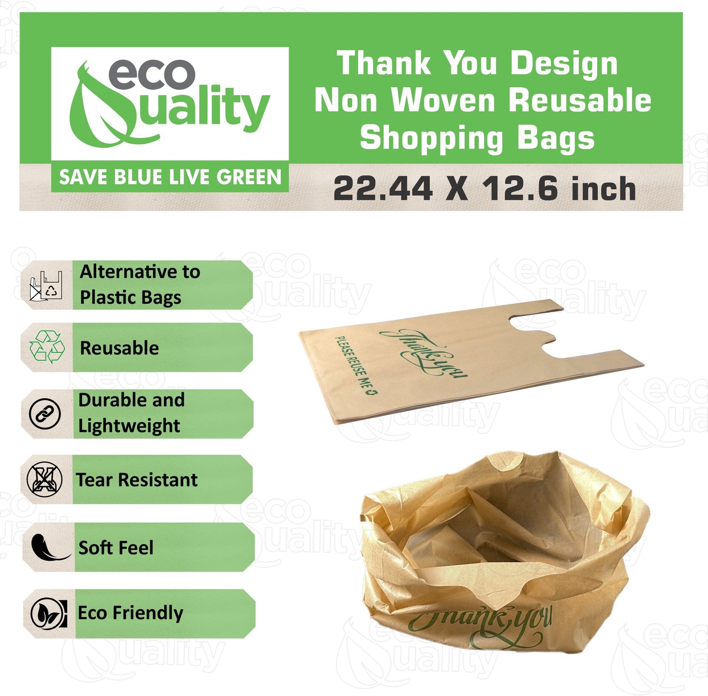 Non Woven Reusable T-Shirt Shopping Bags Large