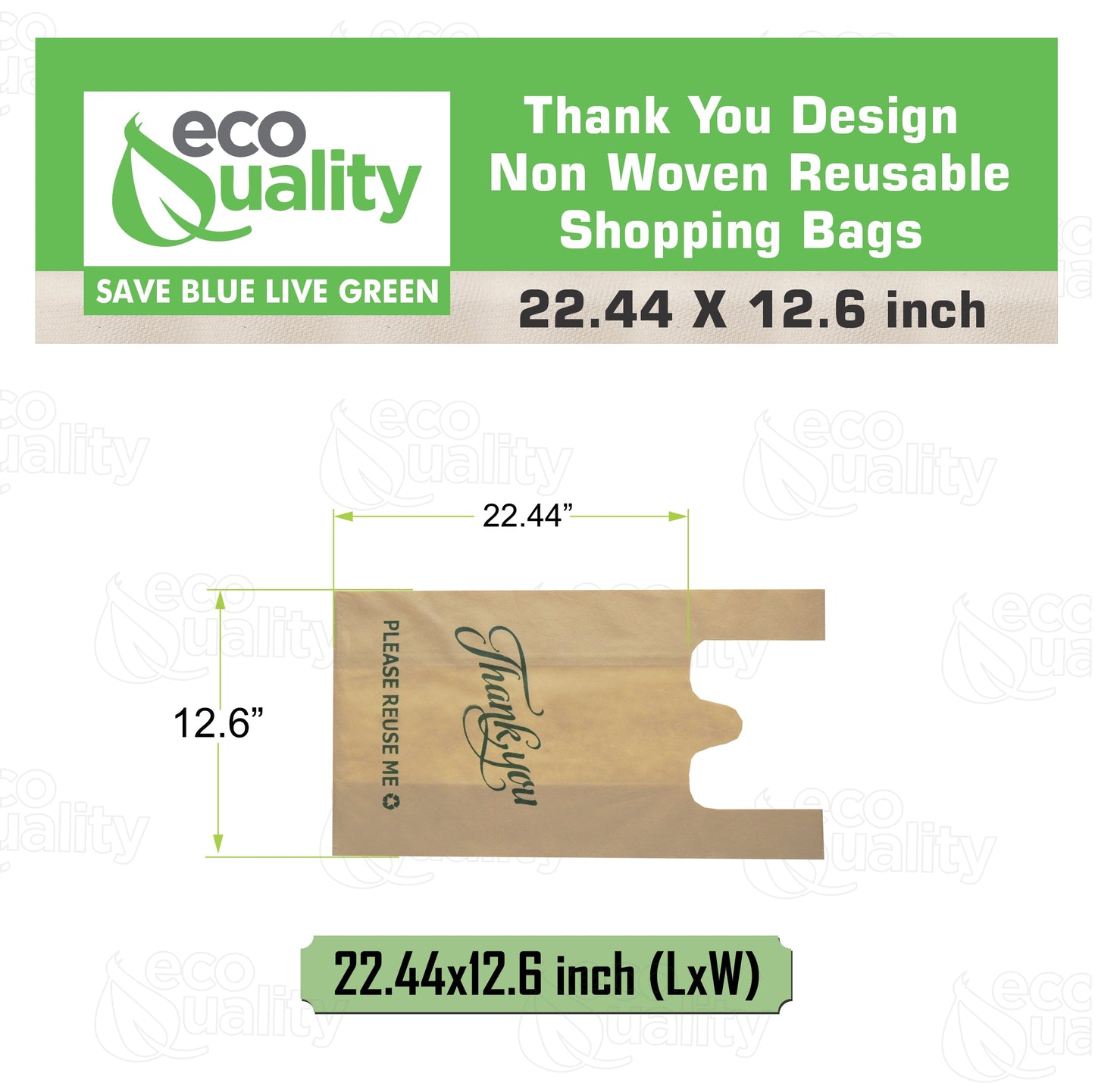 Non Woven Reusable Thank You T-Shirt Shopping Bags Large