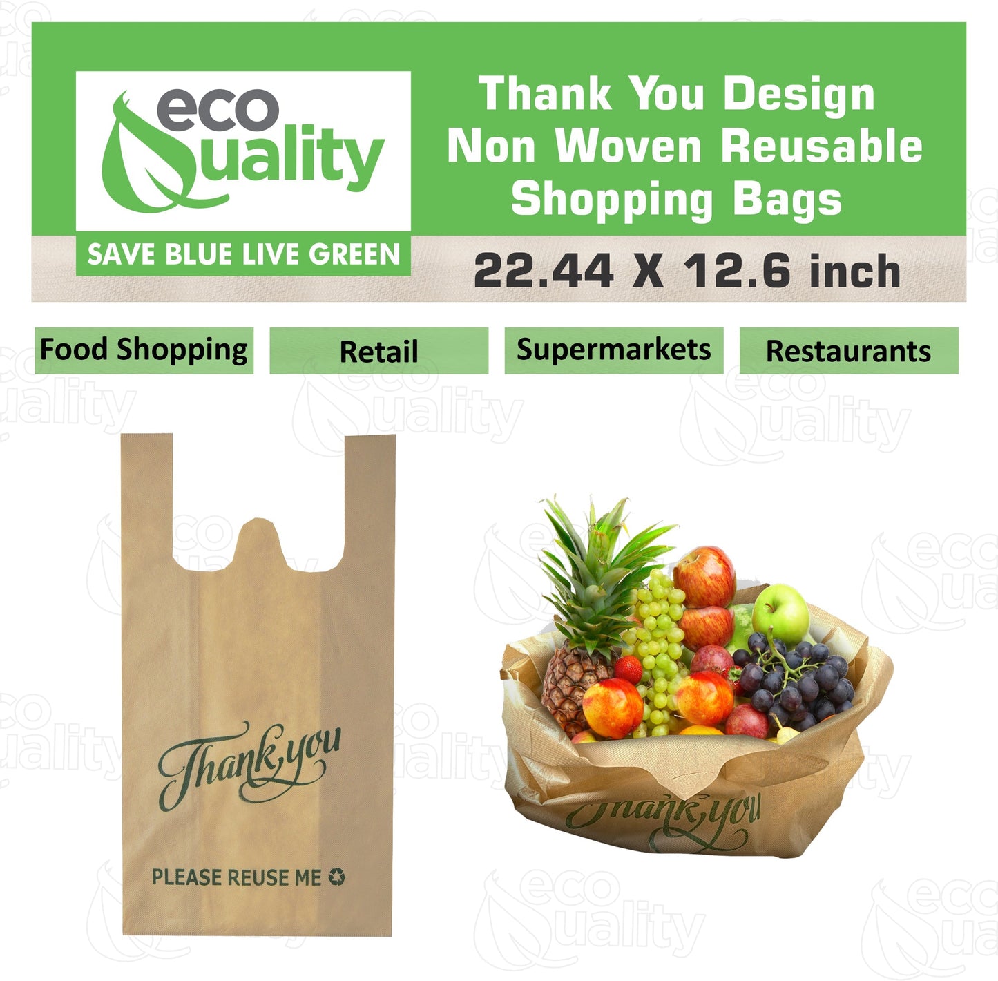 Non Woven Reusable T-Shirt Shopping Bags Large