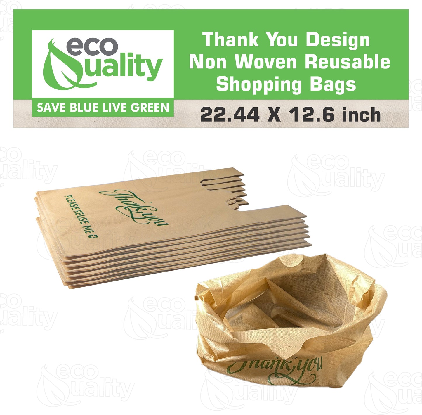 Non Woven Reusable Thank You T-Shirt Shopping Bags Large