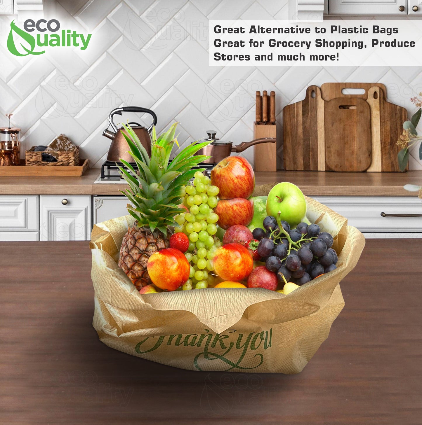 Non Woven Reusable Thank You T-Shirt Shopping Bags Large