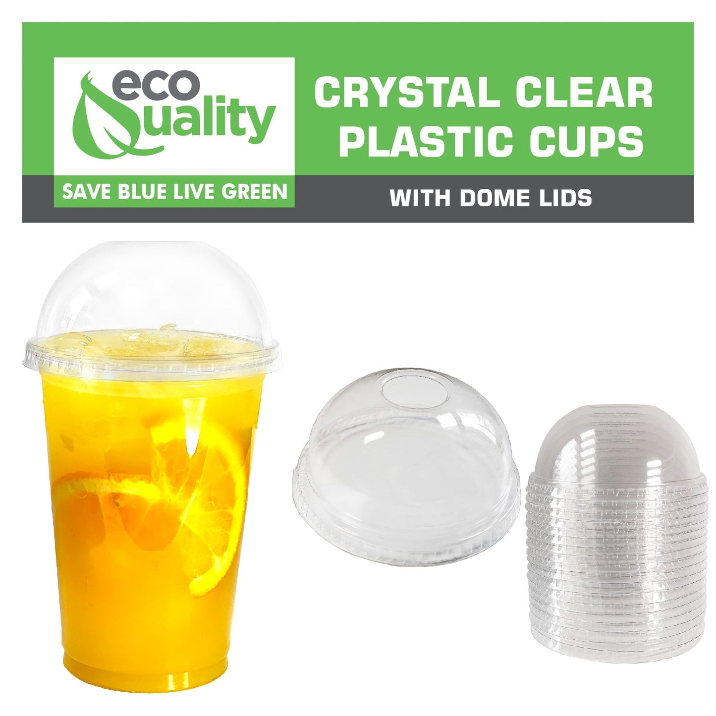 14oz Disposable Pet Clear Plastic Smoothie Cups with Clear Dome Lids