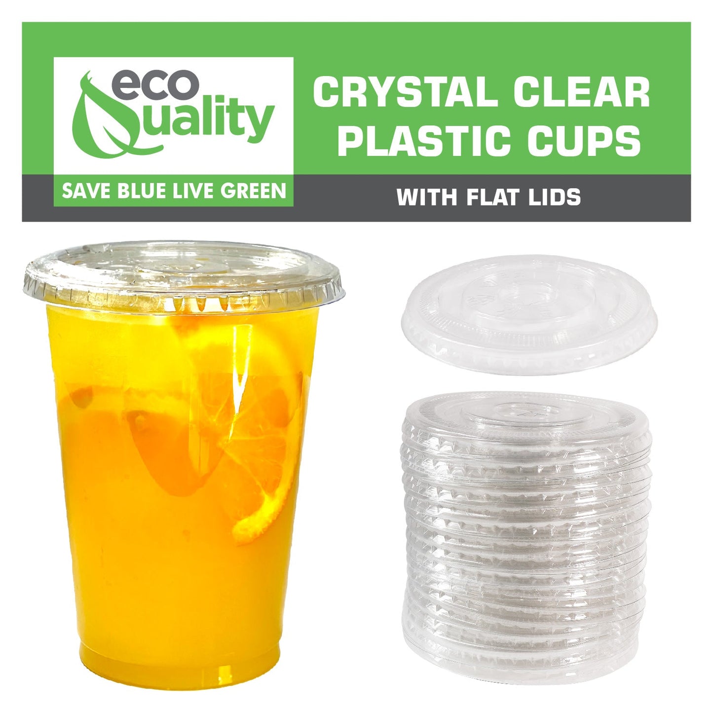 14oz Disposable Pet Clear Plastic Smoothie Cups with Clear Flat Lids