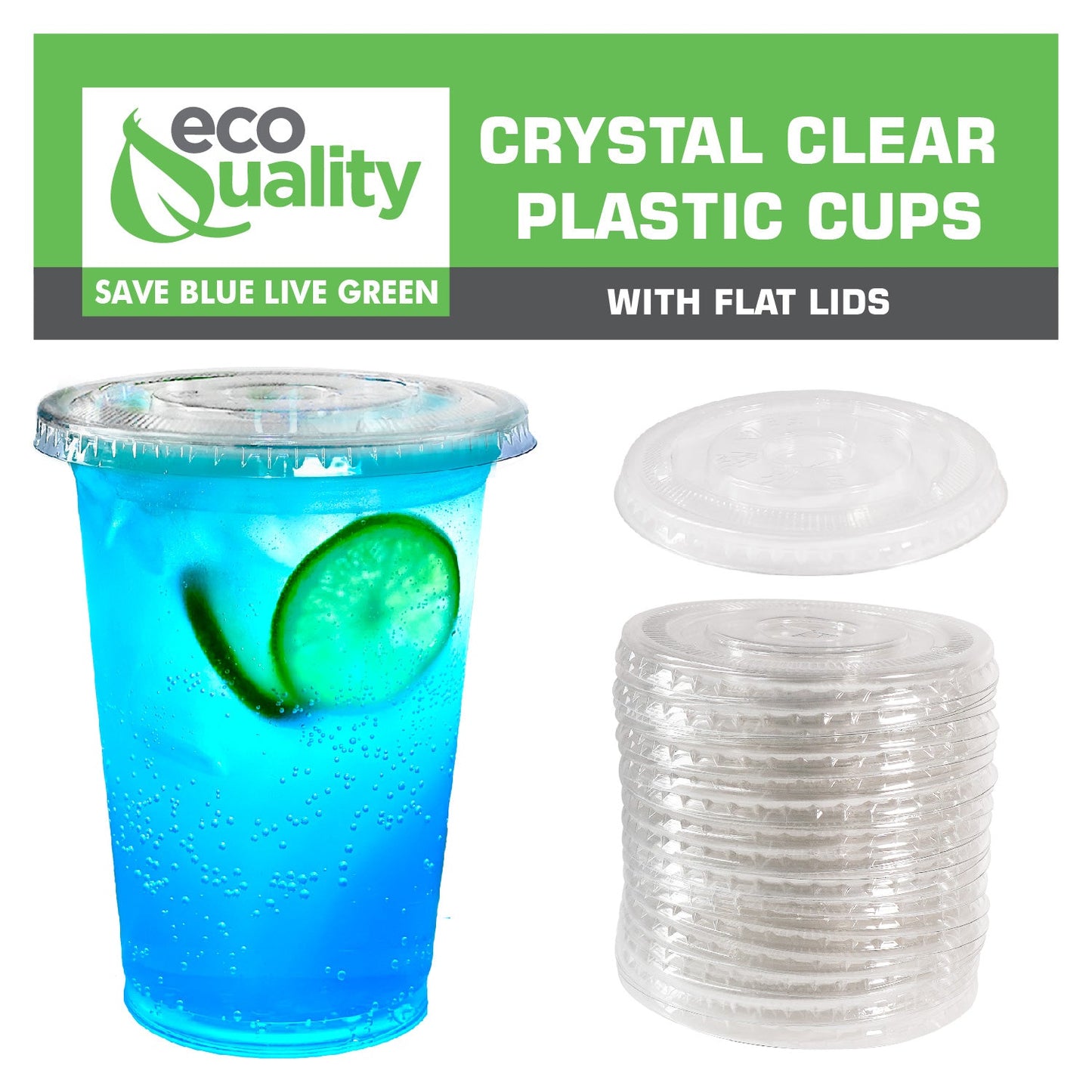 16oz Disposable Pet Clear Plastic Smoothie Cups Clear Flat Lids