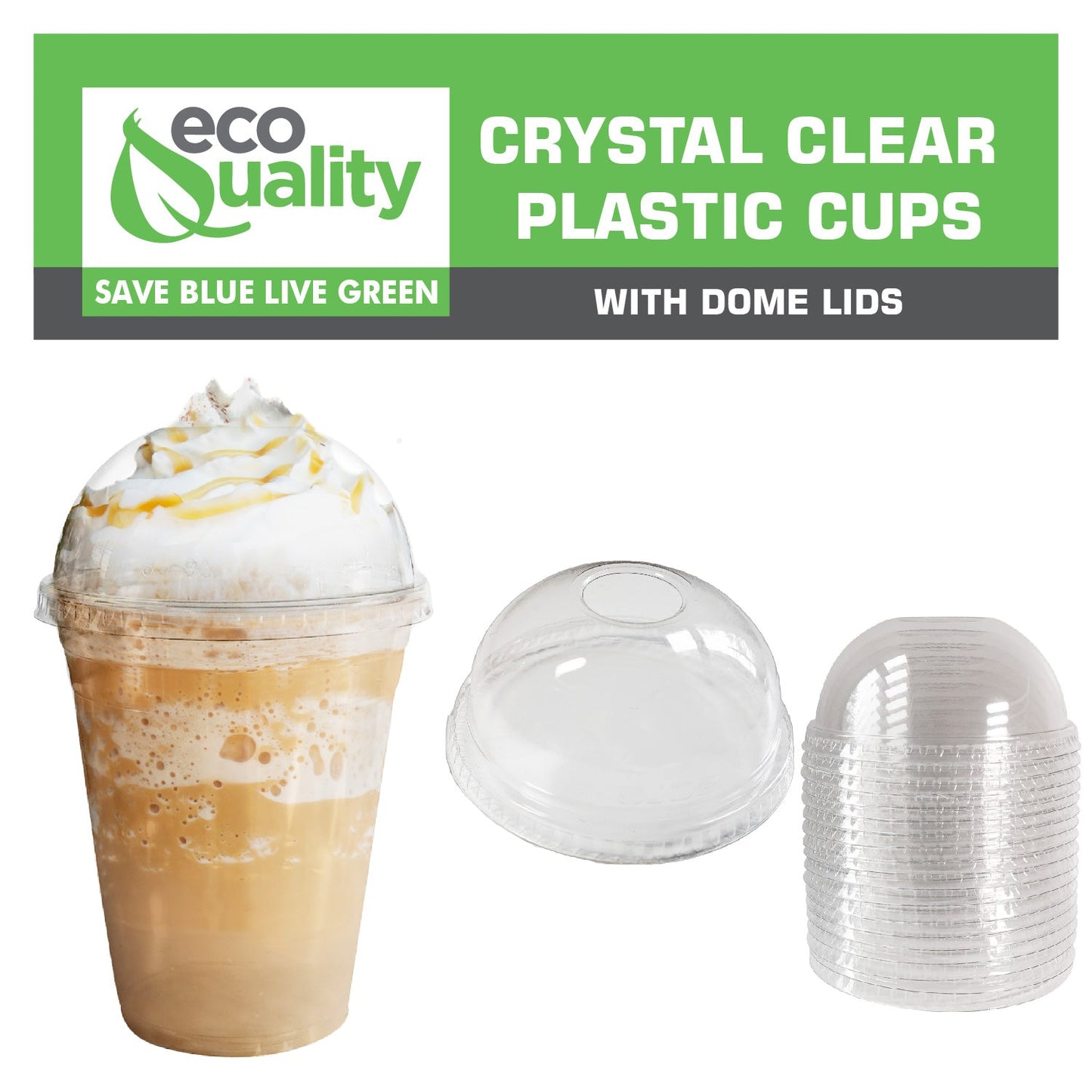 24oz Disposable Pet Clear Plastic Smoothie Cups with Clear Dome Lids