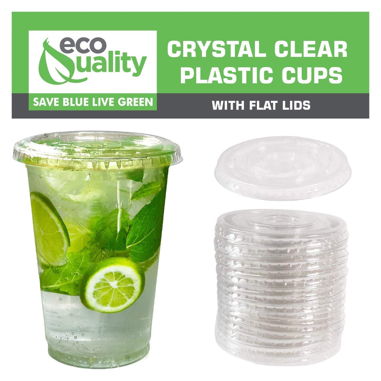 32oz Disposable Pet Clear Plastic Smoothie Cups with Clear Flat Lids