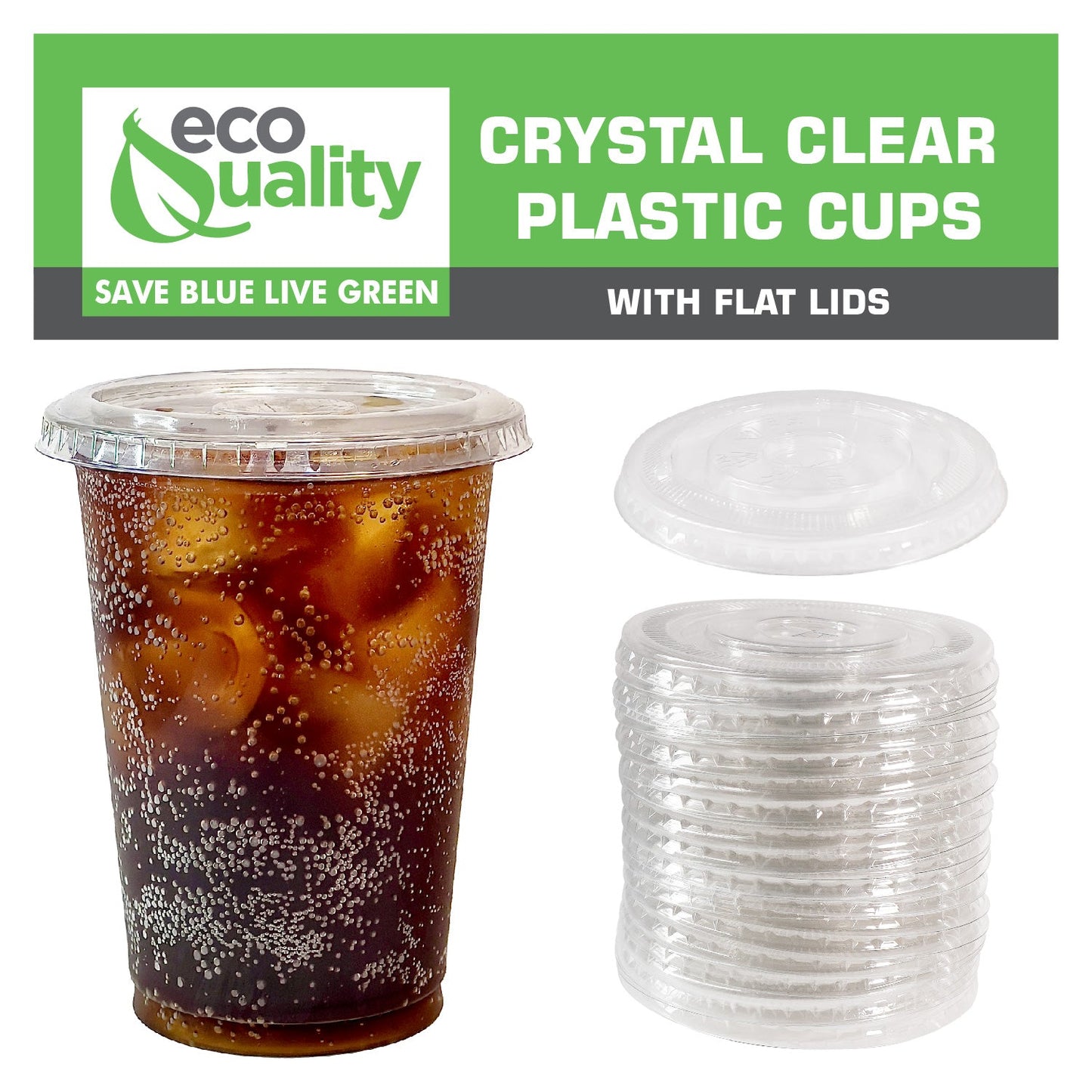 Disposable Pet Clear Plastic Smoothie Cups With Clear Flat Lids