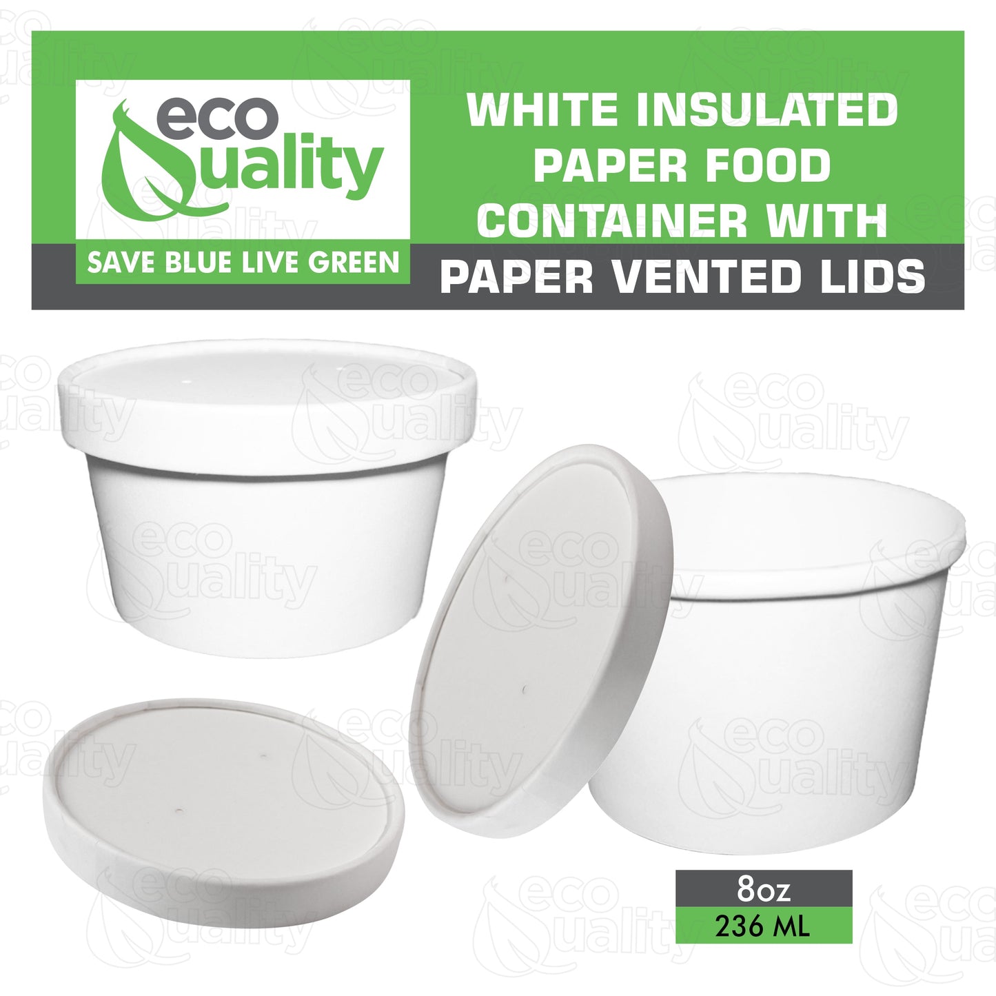 Disposable White Paper Soup Containers Ice-Cream Paper Cup With Vented Lids