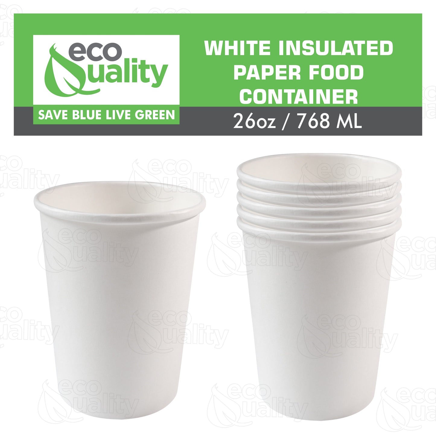 26oz Disposable White Paper Soup Containers Ice Cream Yogurt Cups