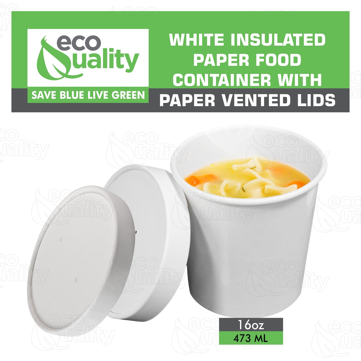 Disposable White Paper Soup Containers Ice-Cream Paper Cup With Vented Lids