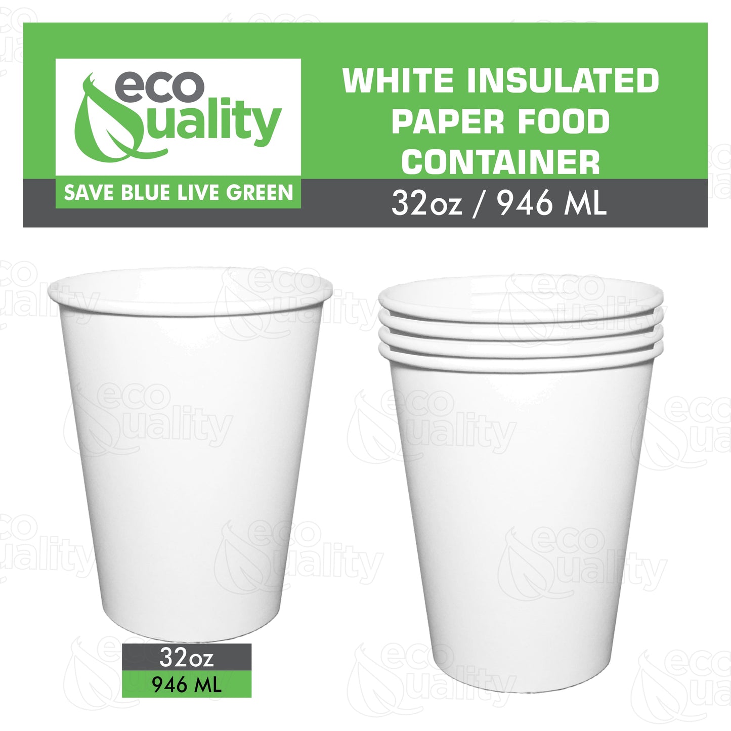 32oz Disposable White Paper Soup Containers Paper Ice Cream Yogurt Cups