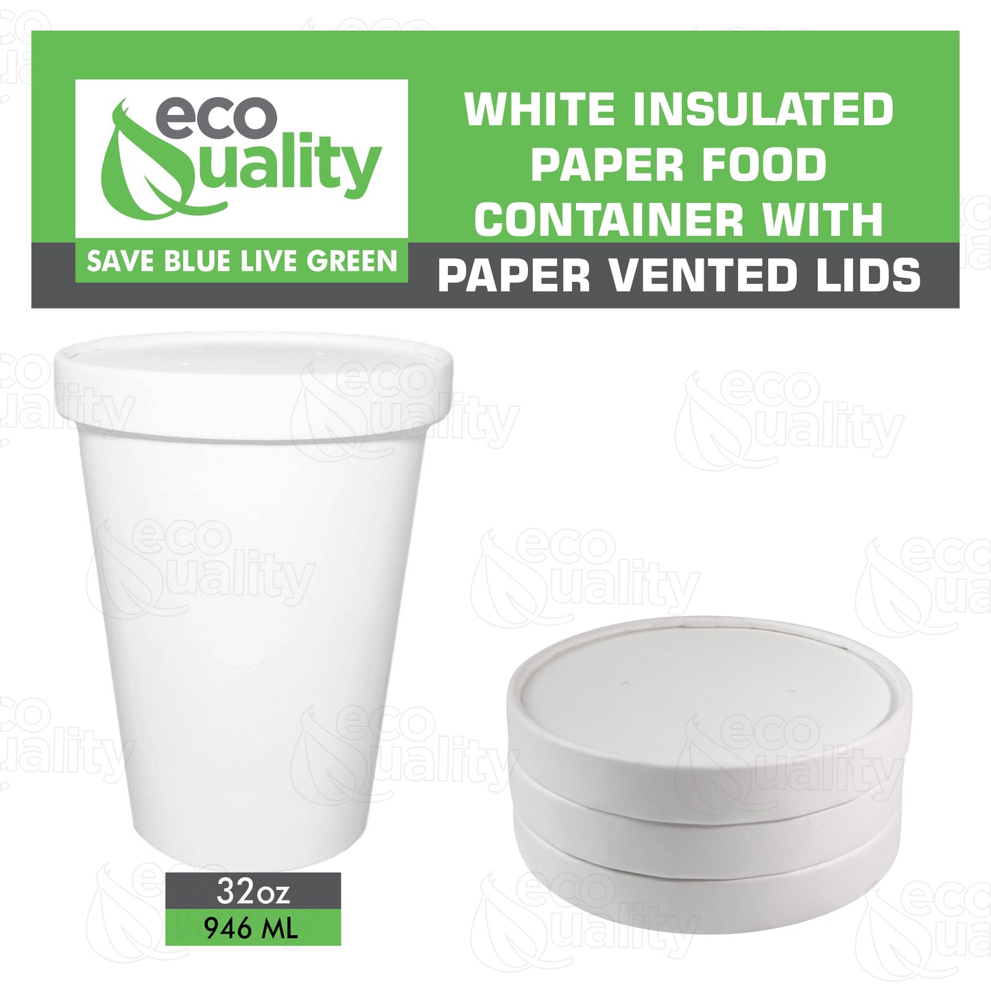 32oz Disposable White Paper Soup Containers Ice-Cream Paper Cup With Vented Lids