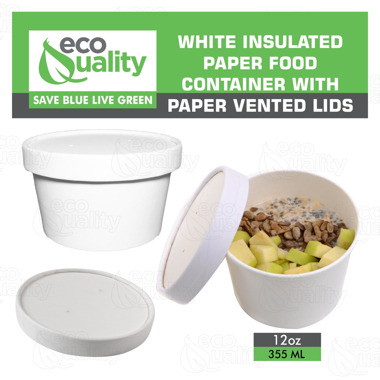 Disposable White Paper Soup Containers Ice-Cream Paper Cup With Vented Lids