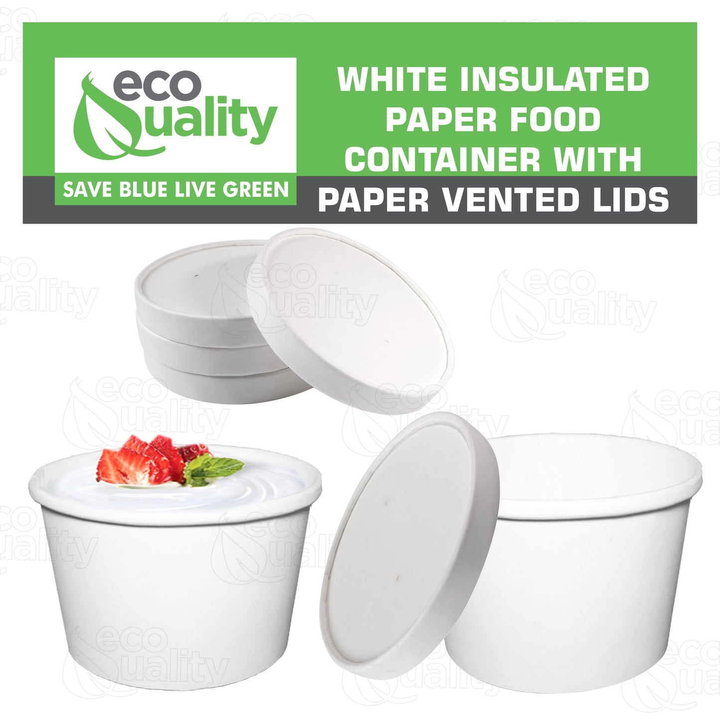 Disposable White Paper Soup Containers Ice-Cream Paper Cup With Vented Lids
