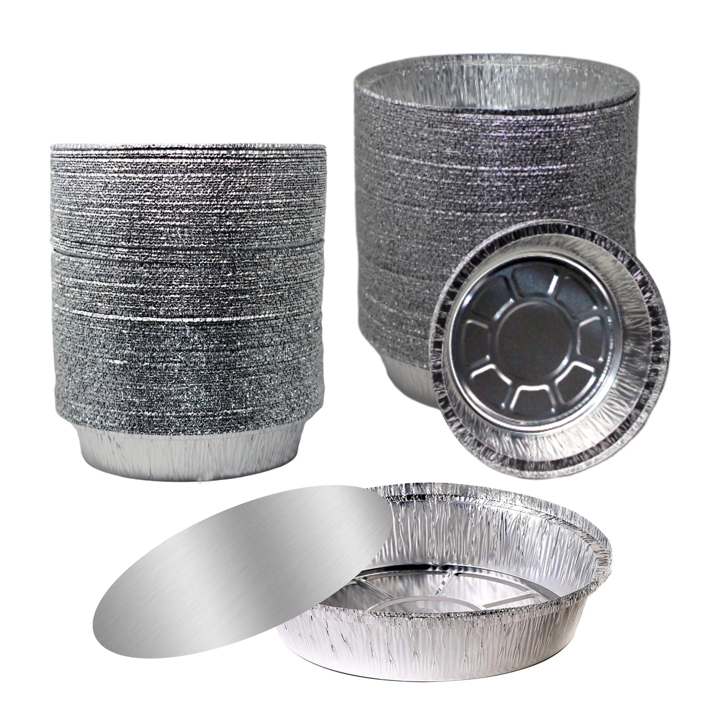 9" Disposable Aluminum Foil Round Take-Out Pans with Board Lids