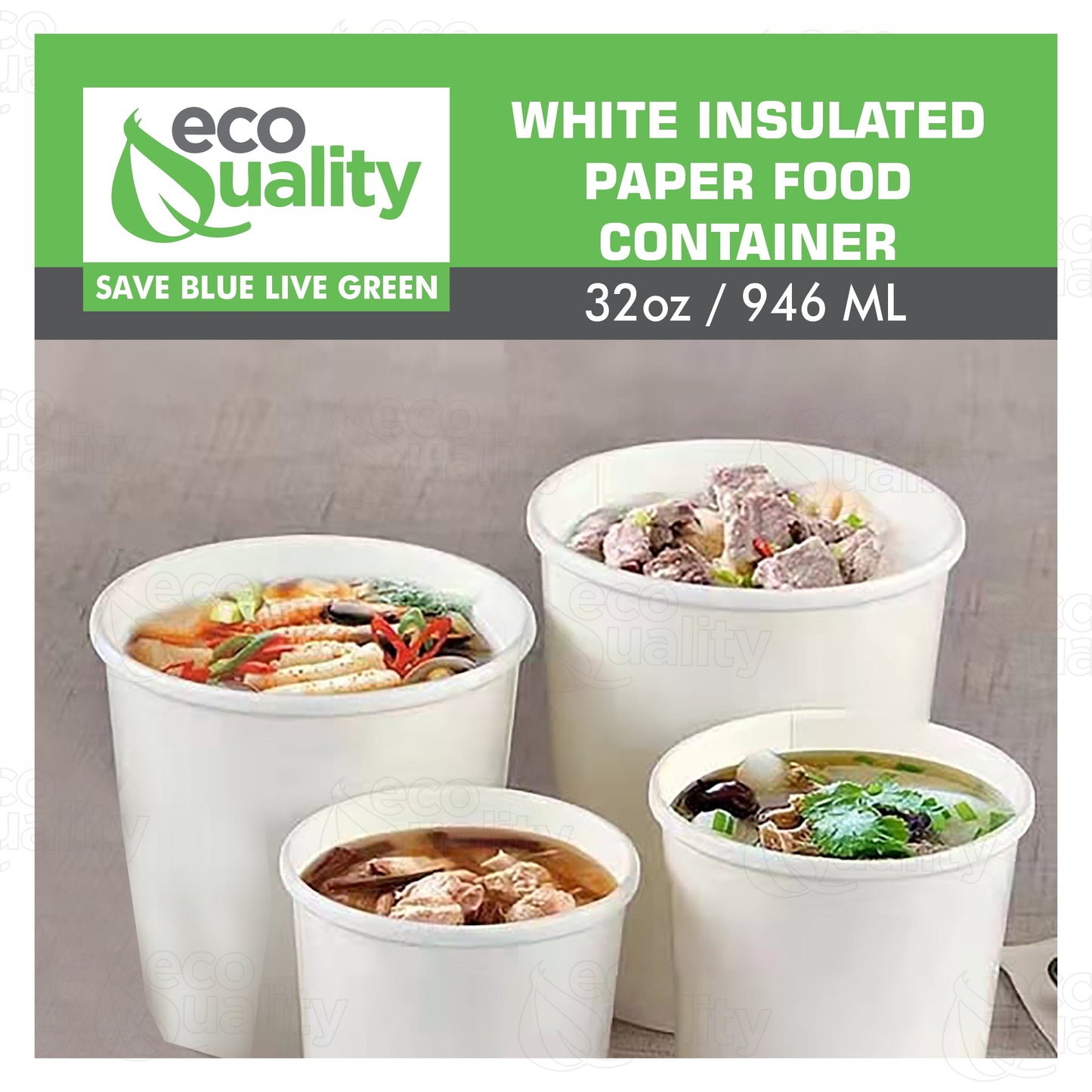 32oz Disposable White Paper Soup Containers Paper Ice Cream Yogurt Cups