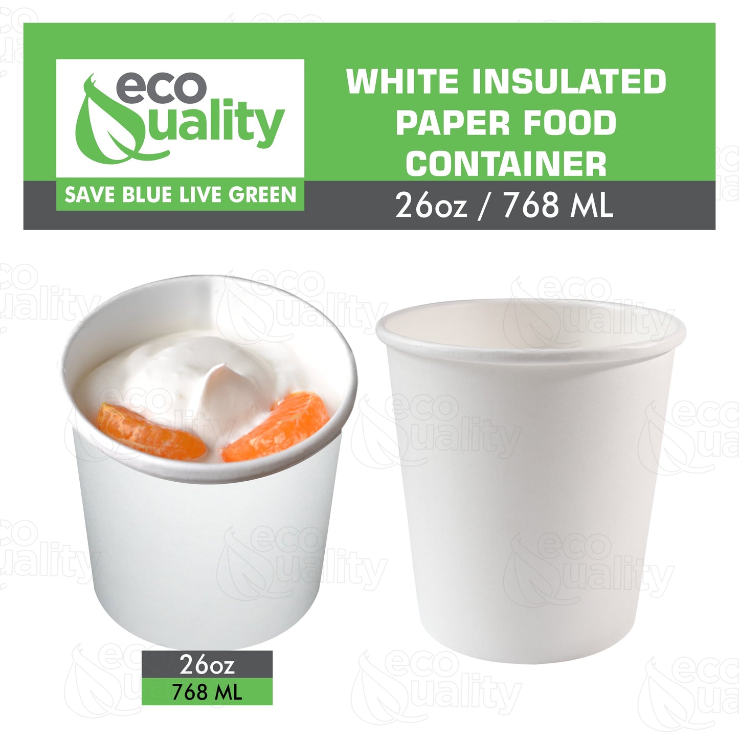 26oz Disposable White Paper Soup Containers Ice Cream Yogurt Cups