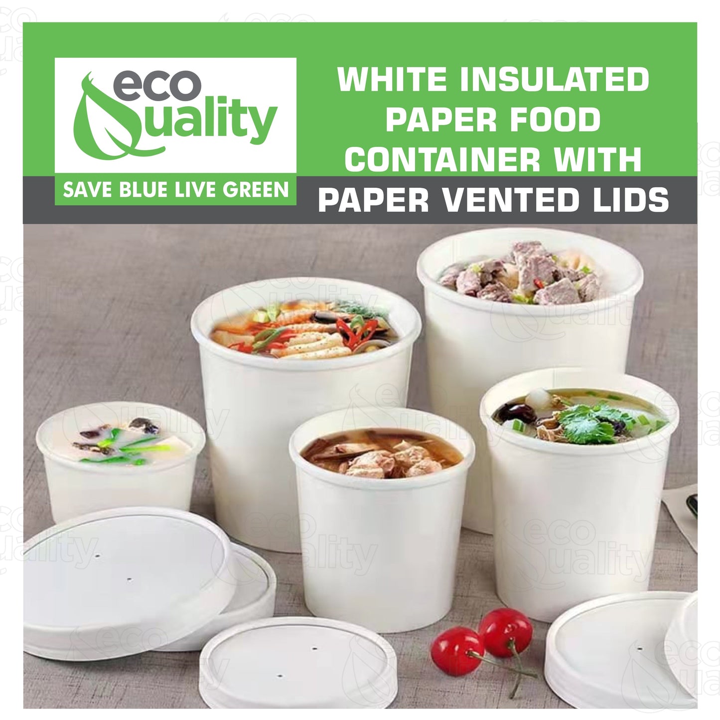 32oz Disposable White Paper Soup Containers Ice-Cream Paper Cup With Vented Lids
