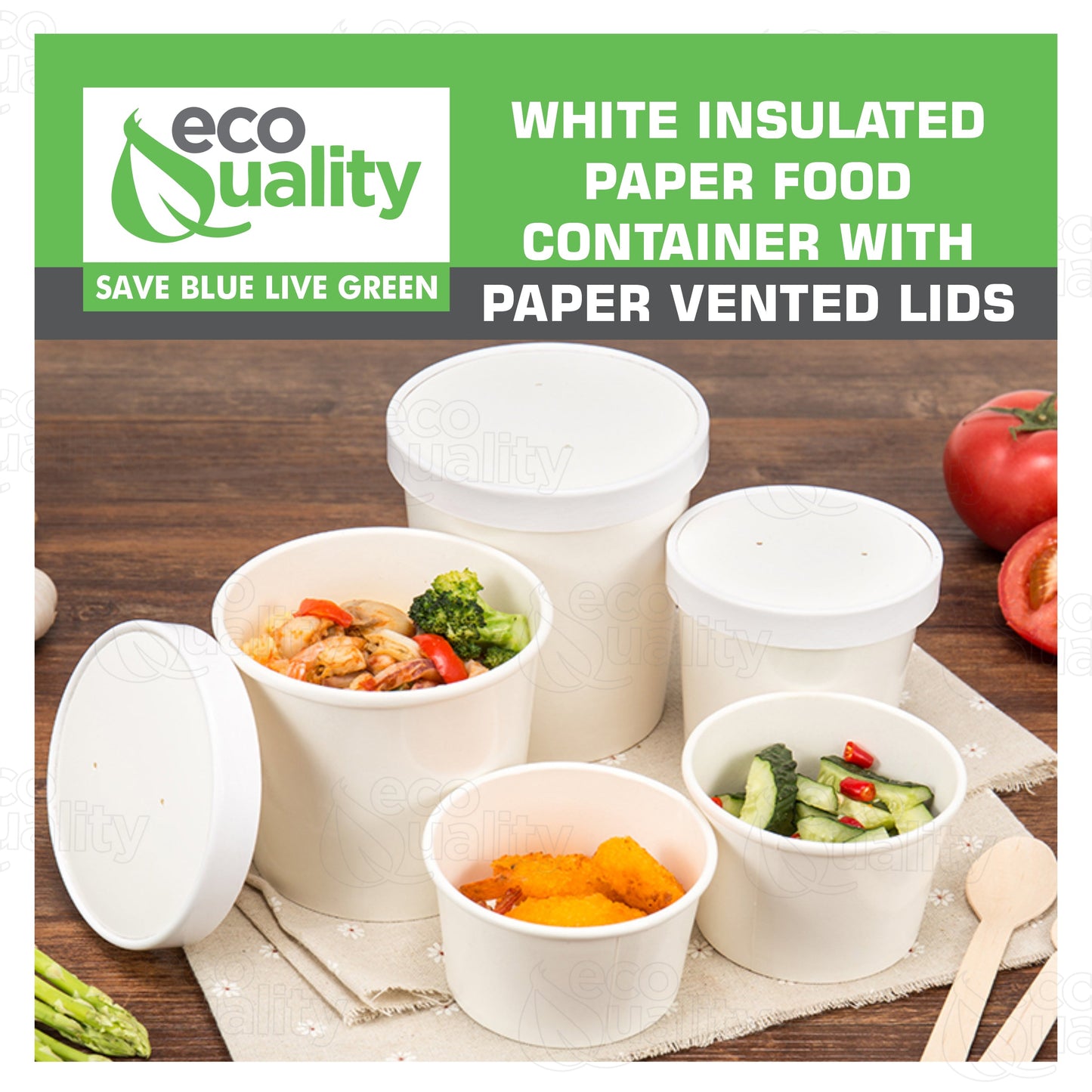12oz Disposable White Paper Soup Containers Ice-Cream Paper Cup With Vented Lids