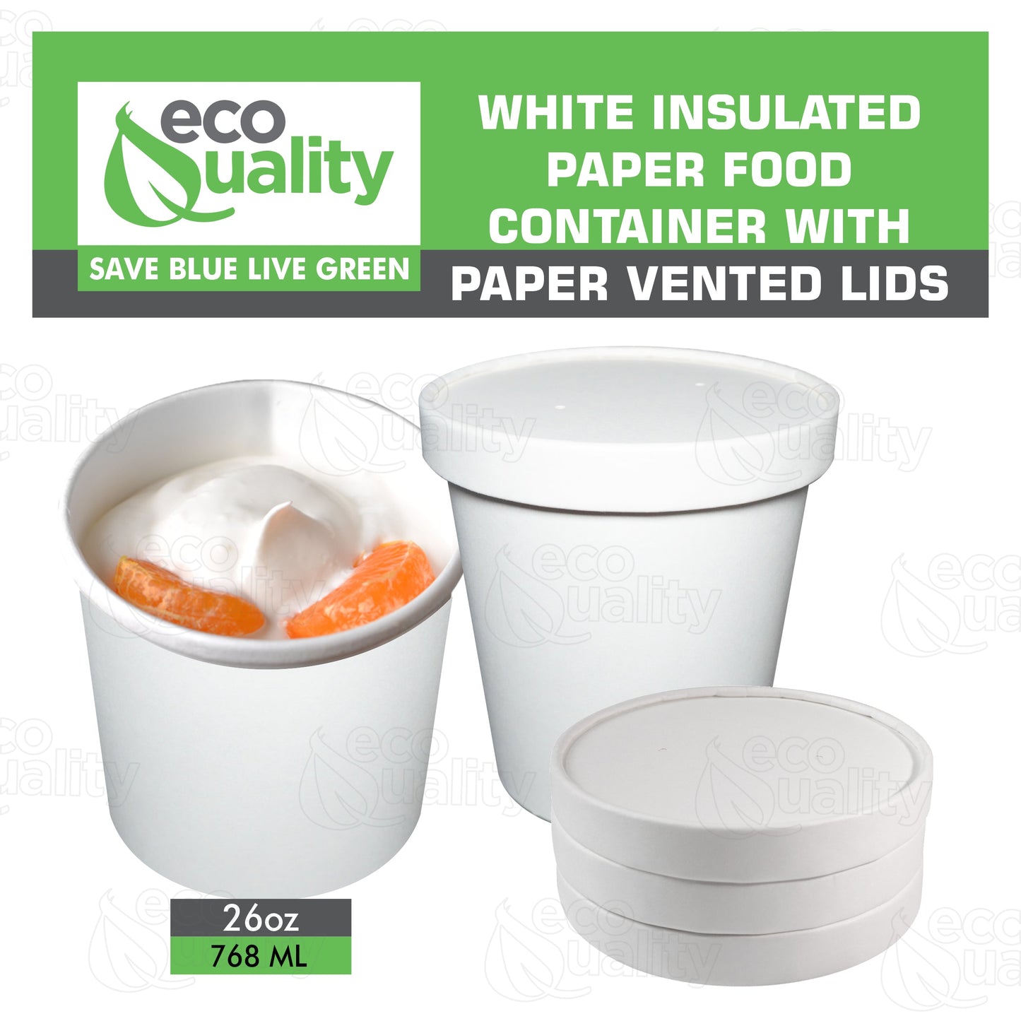 Disposable White Paper Soup Containers Ice-Cream Paper Cup With Vented Lids