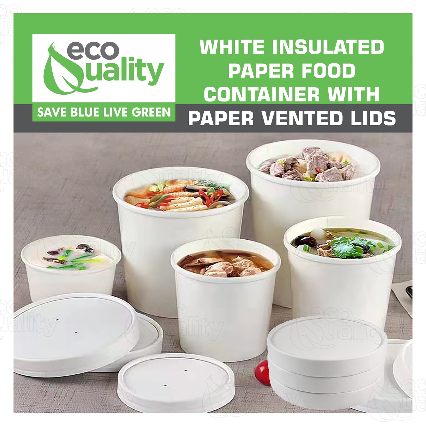 16oz Disposable White Paper Soup Containers Ice-Cream Paper Cup With Vented Lids