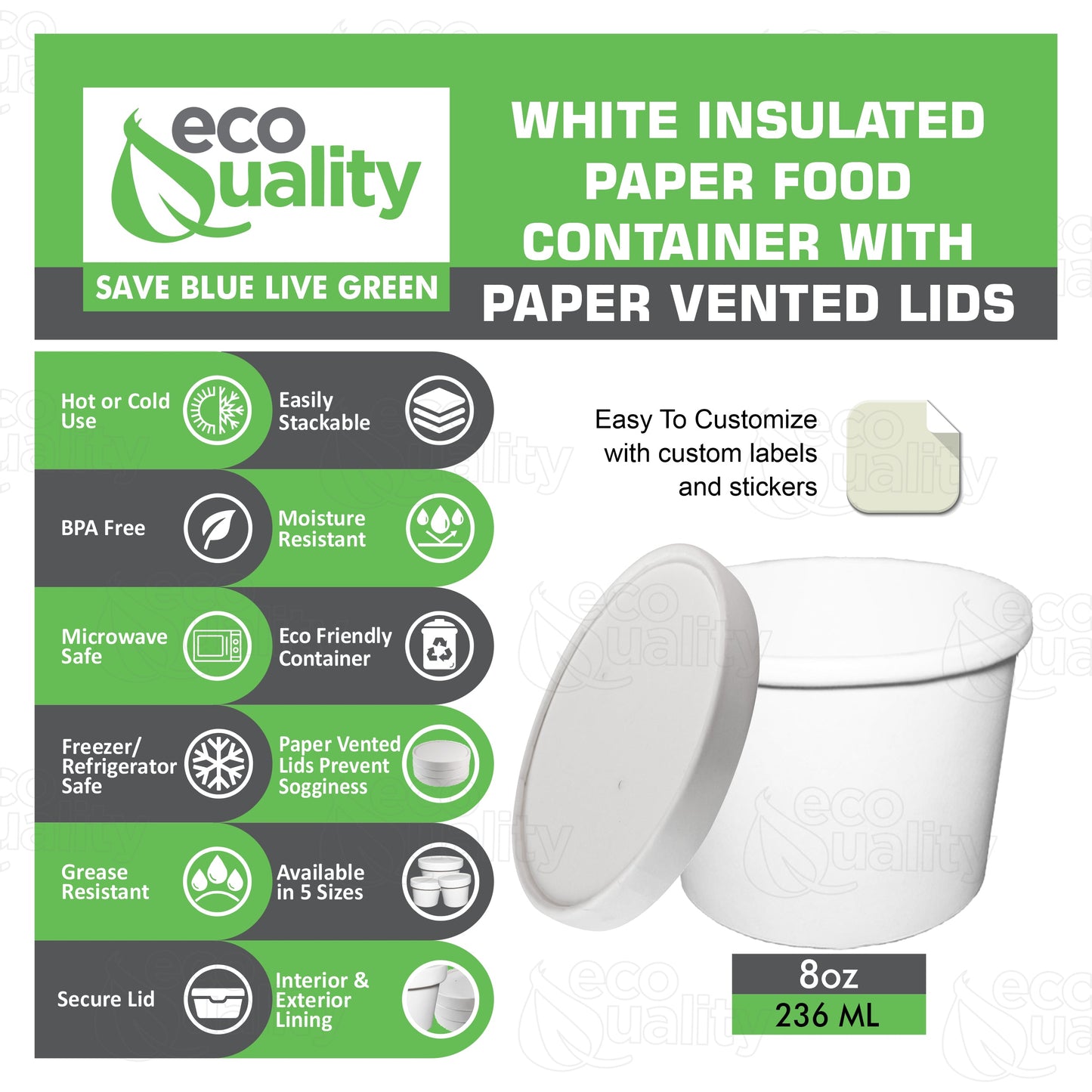 Disposable White Paper Soup Containers Ice-Cream Paper Cup With Vented Lids