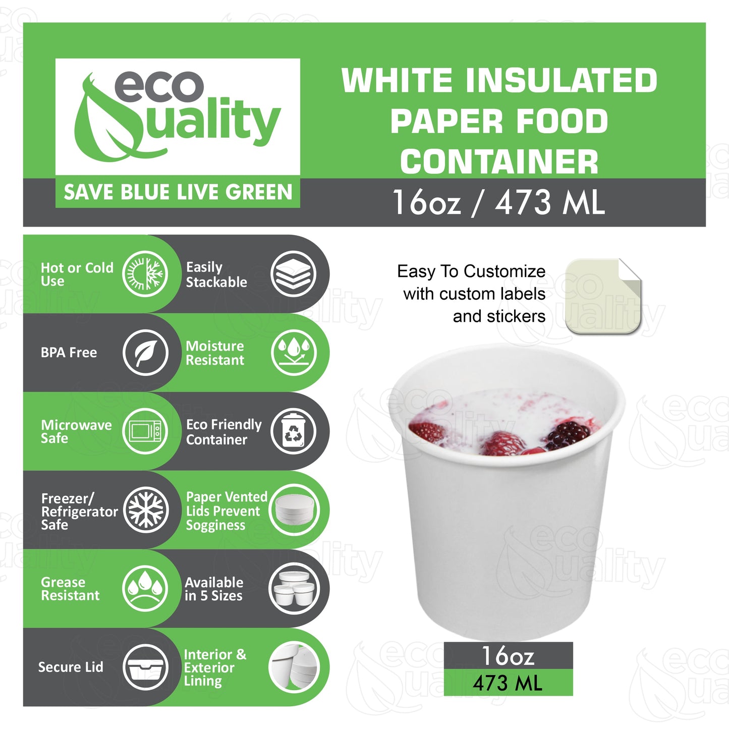 16oz Disposable White Paper Soup Containers Ice Cream Yogurt Cups
