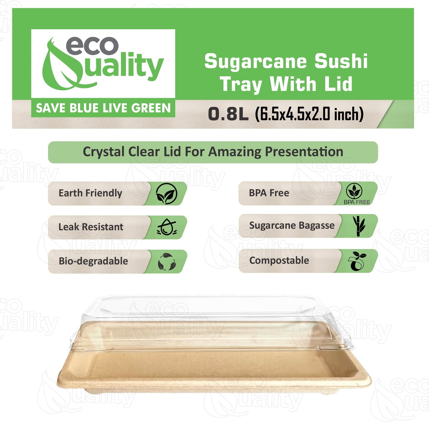 Compostable Container Natural Sugarcane Sushi Trays with lids