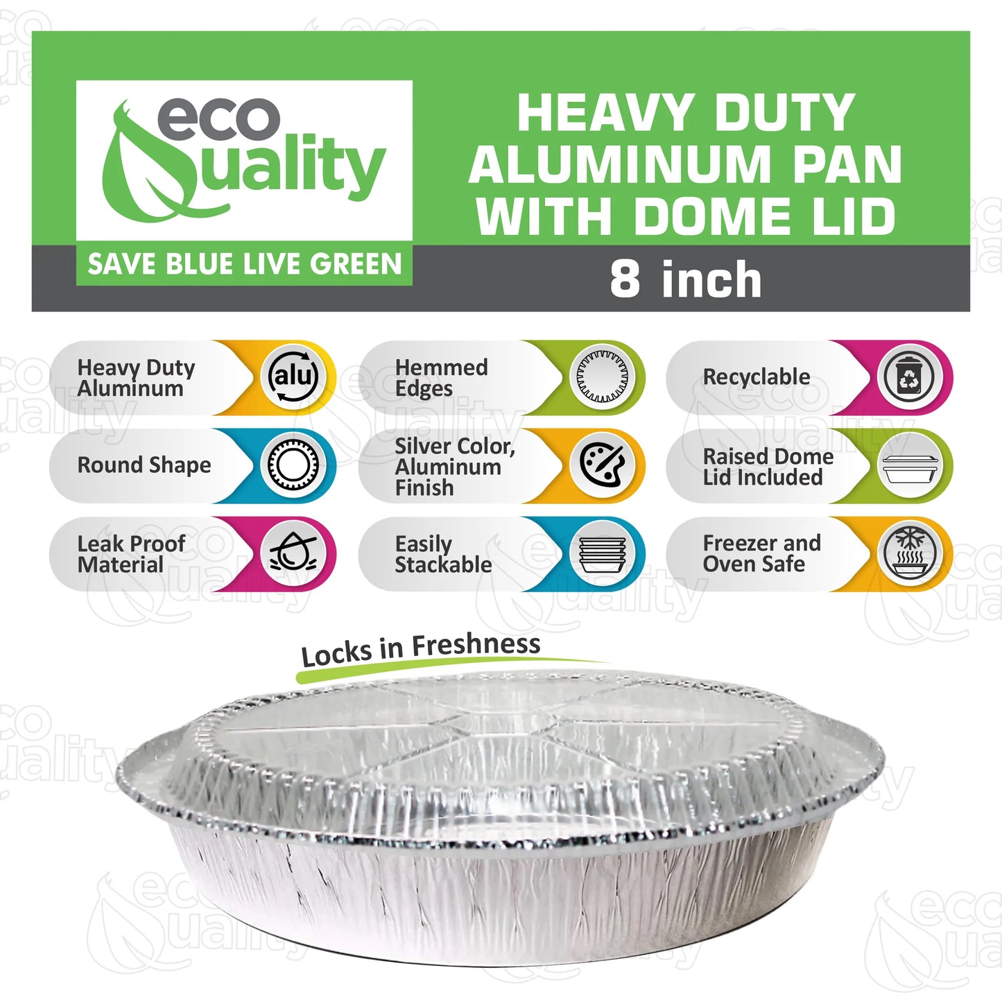 Disposable Round Aluminum Foil Food Pans with Clear Dome Lids