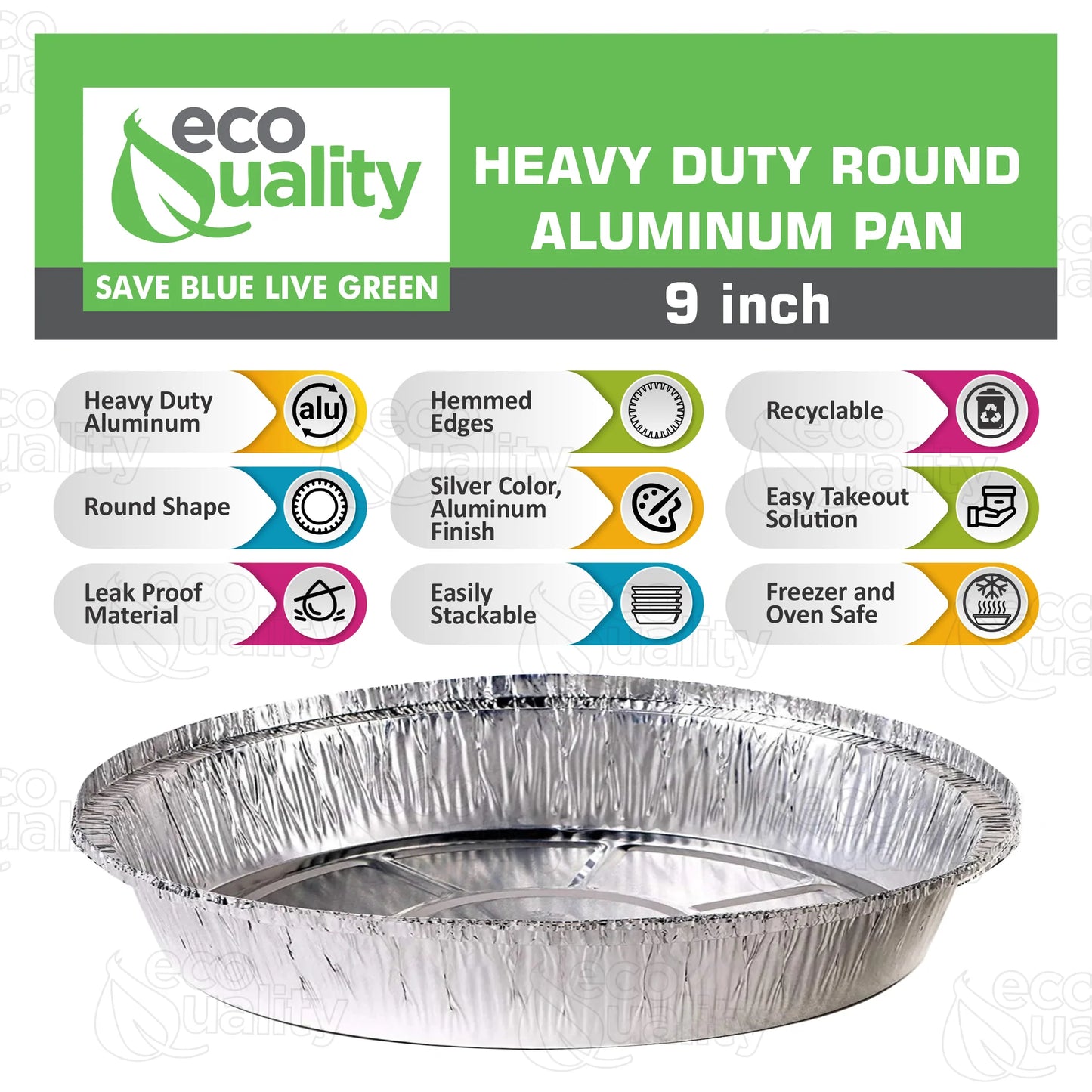 Restaurant Meal Prep Food Trucks Caterers Buffet serve Cold hot food affordable bulk economical commercial wholesale freezer safe reusable recyclable High Quality Recyclable Aluminum Take out to go container tin Round Foil Aluminum Pan ecoquality Baking Oven Cake Supplies heavy duty strong sturdy dinner lunch breakfast  entrees, appetizers, sides, or even desserts container hemmed edges silver stackable round leak proof  9 inches diameter 44 fluid ounces oz